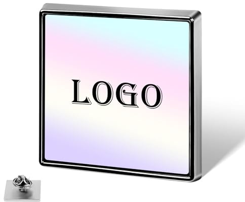 Pines de Solapa Personalizados, LucBuy Insignias Metálicas Cuadradas Personalizadas con Foto, Broches de Botón Únicos para Decorar Sombreros Ropa Mochilas Regalos de Cumpleaños Navidad Recuerdos