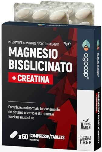 Magnesio Bisglicinato, Magnesio Completo con Magnesio Glicinato - 750mg per dose contro STRESS e Affaticamento, 60, compresse magnesio bisglicinato. Bisglicinato di Magnesio, con CREATINA