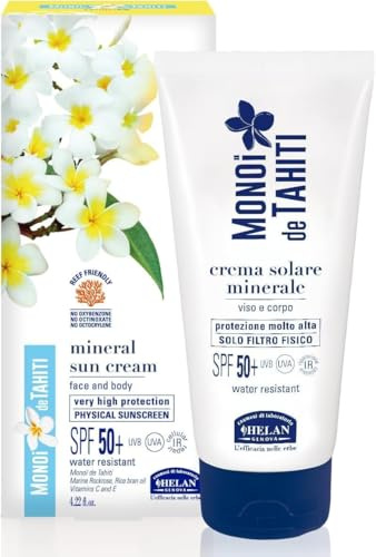 Monoi de Tahiti Solkräm Mineral SPF 50+ 125 ml - högt ansikts- och kroppsskydd med C- och E-vitaminer, utan nanofilter