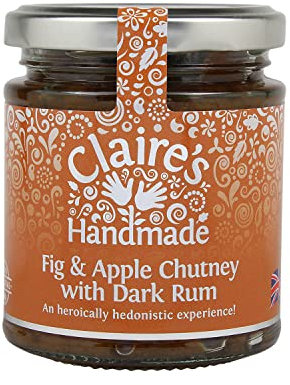 Claire's Handmade - Fig & Apple Chutney with Dark Rum (200g) - Great Taste Award Winning Luxurious Chutney, Perfectly pairs with Cheese, Suitable for Vegetarian, Vegan & Gluten Free Diets, GMO Free