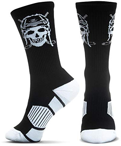 ChalkTalkSPORTS Hockey Socks - Mid Calf - Hockey Skull Black Adult