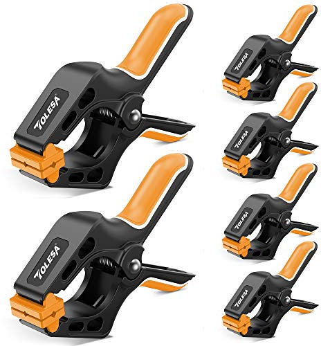 TOLESA Abrazaderas de resorte de 178 y 100mm para carpintería Abrazaderas grandes de madera de 6 piezas con 30 libras de fuerza de sujeción Abrazaderas de plástico reforzado de nylon Abertura