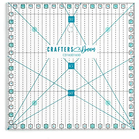 Crafters Dream Metrische Patchwork Lineal - Anti Rutsch Acryl Transparent Zentimeter Quilten, Handwerk, Patchwork, Schneiderei & Näh Lineal Alle Größen Erhältlich! (16.5cm x 16.5cm)