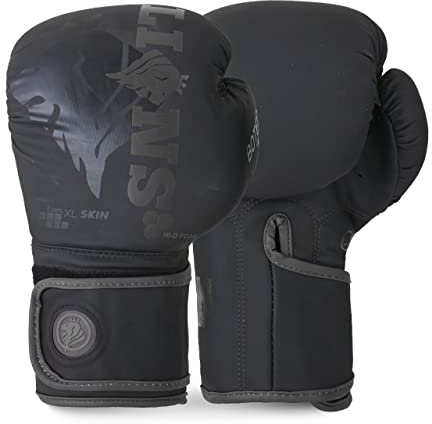 Lions Botega Boxing Gloves Black 10oz, Adult Sparring Punching Punch Bag MMA Martial Arts Training Mitts, Ideal for Men Women