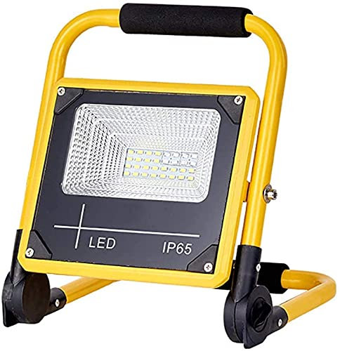 TONZN Portable LED Spotlight 50W Rechargeable Battery, 2400Lm 180 ° Foldable Construction Site Lamp, IP65 Waterproof, 5 Brightness Modes, 6500K Cold White for Construction site, Interior
