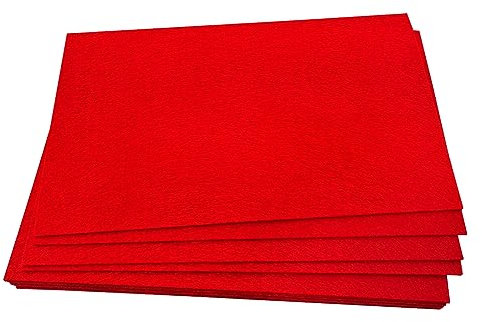Jtnohx 2mm Steife Filzplatten, Dicke Filzstoff zum Basteln, 12pcs 17,78×28,7cm Filz Quadrate für Kunsthandwerk, Farbe Filz für Kissen und Polsterung (Rot)