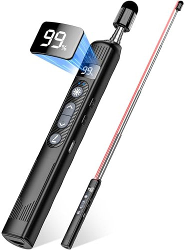 Elegamefy Schreiben Presenter, Präsentationsfernbedienung mit Zeigestab Ausziehbar, Leistung anzeigen, Wiederaufladbarer USB-C Presenter, 3 Stufen Rotlicht-Laserpointer Stark