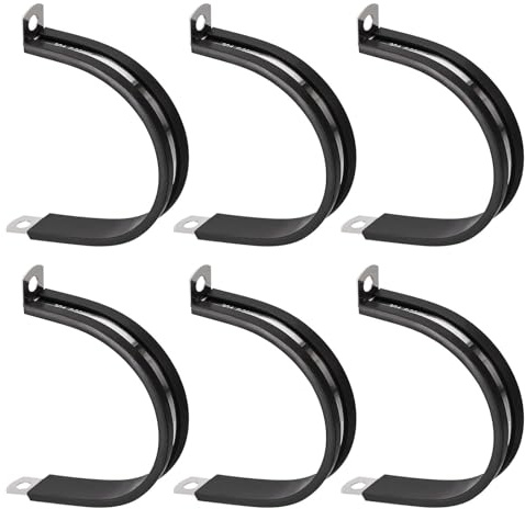 Unifizz Lot de 6 pinces à câble de 2 pouces (50 mm), pince isolée avec coussin en caoutchouc, support en métal pour tuyau en forme de R en acier inoxydable 304 pour tuyau de fil