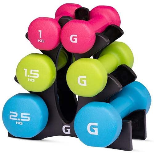 Gallant Weights Dumbbells Set Women- Hex Shaped Neoprene Hand Weights for Women and Men- Ideal for Home Gym Fitness Weight Training Pilates (Multi-Color 10kg Set(1kg, 1.5kg, 2.5kg Pair))
