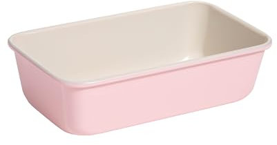 Paris Hilton Nonstick Carbon Steel Bakeware Collection, 9-Inch x 5-Inch Loaf Pan, Dishwasher Safe, Made without PFOA and PFAS, Pink Cream Two-Tone
