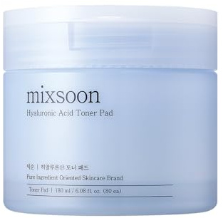 mixsoon Hyaluronic Acid Toner Pads, Dischetti a Doppia Texture per la Cura della Pelle, Idratazione con Complesso di Acido Ialuronico, Cura Delicata per Pelle Sensibile e Secca (80 pezzi)