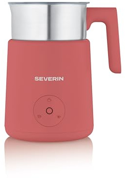 Severin Induktions-Milchaufschäumer, elektrischer Milchschäumer mit Edelstahlbehälter, kaltes und warmes Aufschäumen, Schokoladen-Funktion, geeignet für vegane Milch, pink, SM 3595