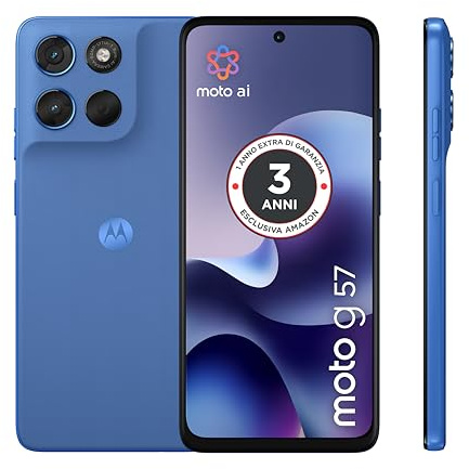 Motorola moto g57 con 3 anni di garanzia (8/256GB, Fotocamera 50+8MP+flicker sensor, Display 6.72 120Hz, 5100mAh, Snapdragon 6s Gen 4, Android 16), PANTONE Regatta