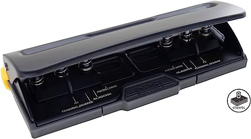 Bira 6 Hole Punch, six Hole Binder, Black, Adjustable, 8 Sheet Capacity, Mini/Pocket A3/ A4 / A5 / A6 / Agenda/Personal/Deskfax, Performance Guaranteed