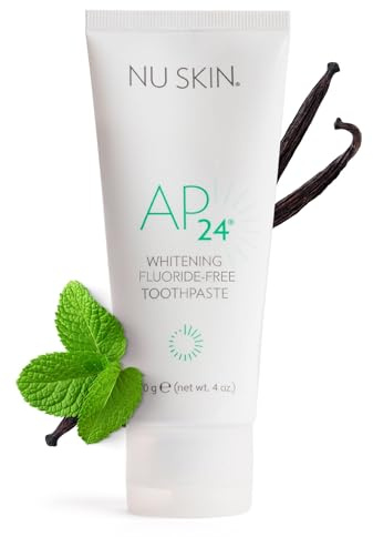 Nu Skin AP 24 Whitening Fluoride - Free Toothpaste | AP 24 Blend | Vanilla Mint Flavor | Brightens Teeth | Removes Surface Stains | Prevents Dental Cavities & Plaque | Enamel-Safe | 4 oz | 1 Pack