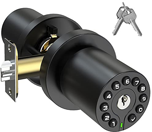 BOTHSTAR Pomo de puerta con teclado con llave, cerradura de puerta de entrada sin llave, cerradura de código, cerradura automática, código de usuario 50, fácil de instalar, para el hogar, oficina