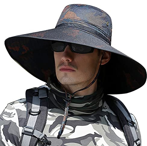 HUAMULAN 6 Wide Brim Sun Hat Outdoor Unisex Bucket Fishing Hats for Hiking Beach Safari Garden Lawn Yard Work Kayaking