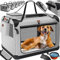 Lovpet® Transportbox Hund Katze Transporttasche L 70x52x52cm | Hunde-Tragetasche Faltbare Katzentasche | Haustier-Transportbox inkl. Hundenapf & Schultergurt | für Katzen & Hunde Hellgrau