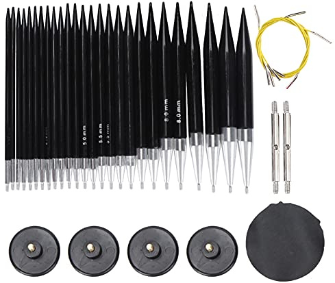 Stickor Set Dubbelspetsade Stickor Utbytbara Rundstickor med Fodral för Strumpor