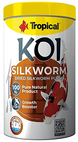 KOI SILKWORM DRIED SILKWORM PUPAE 1000ml / 330g - Mangime per koi a base di pupe di baco da seta essiccate, 100% naturale, senza conservanti aggiunti.
