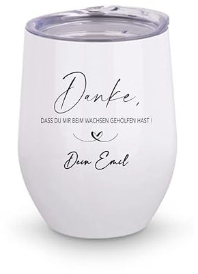 Manufaktur Liebevoll - Personalisiertes Geschenk für Erzieher/innen, Hebammen, Tagesmütter zum Abschied u. als Dankeschön, Edelstahlbecher mit Spruch für Kaffee, Tee, warme u. kalte Getränke