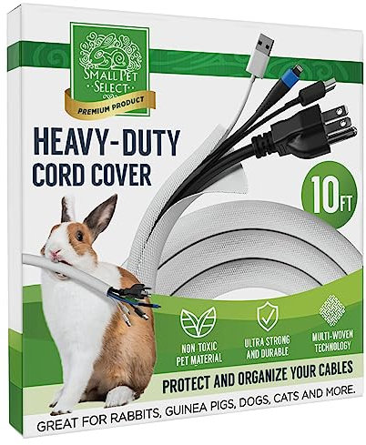 Small Pet Select Heavy Duty Cord Cover – 10ft White Cable Protector for Pets – Durable Electrical Cord Management Sleeve for Rabbits, Dogs, Cats & Other Small Animals