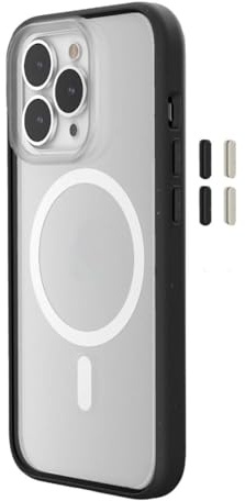 Woodcessories - iPhone 15 Pro Max Clear Case mit MagSafe | Transparente Handyhülle mit Kameraschutz | Anti Yellowing, Anti Kratzschutz, Dünn, Schwarz Klar | DIY Knöpfe