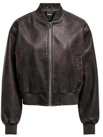 ONLY ONLJANE Faux läder tvättad bomberjacka OTW bomberjacka, chokladbrun, M, Chokladbrun, M