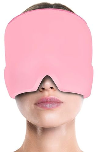 KGDUYC Mascarillas refrescantes para los Ojos,Gorro de Alivio de compresas frías y Calientes, Gorro Reutilizable para aliviar la migraña, máscara para Ojos (Rosa)