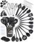 Czemo Ustensiles de Cuisine Silicone Lot de 44 Accessoire Cuisine Set sans BPA, Set Ustensiles de Silicone, Antiadhésive Set avec Pot de Rangement, Noir