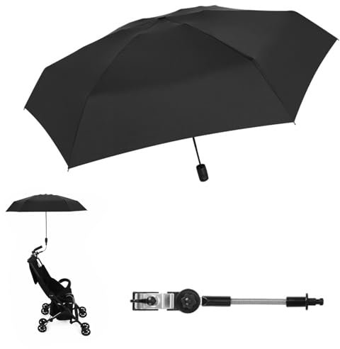 Sonnenschirm Kinderwagen UV Schutz 50+ Sonnenschirm Buggy 90CM Durchmesser Sonnensegel Kinderwagen mit Ständer kinderwagenschirm Universal Sonnenschirm für Kinderwagen & Buggy