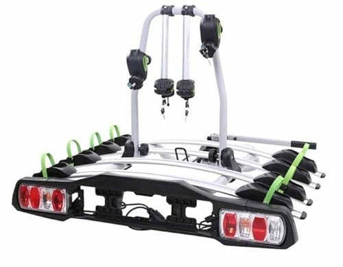 GEPCO Fahrradträger für 4 Fahrräder bis 60 kg für Anhängerkupplung klappbar faltbar abschließbar mit Rücklicht E4 TÜV vormontiert Aluminium Heckträger für Fahrräder Transport