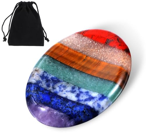 Sibba Cristales de chakra, pulgar, cristal, palmera, bolsillo, piedras de masaje, piedras de masaje, piedras preciosas ovaladas, piedras de la suerte, piedras preciosas, amuleto de la suerte, piedras