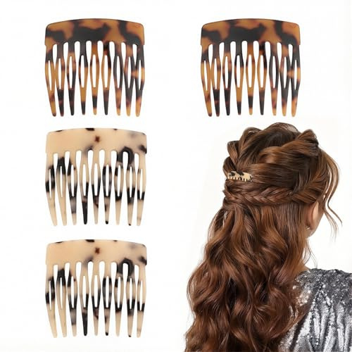 Xanthelle, Peine Francés para el Cabello 4 Unidades, Pinza Francesa para el Cabello, Peina para Peinados, Clip Francés, Fijación Fuerte para Moños y Estilismo