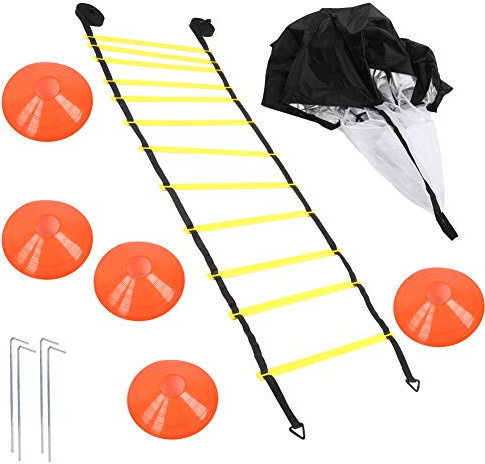 Scala di Allenamento del Calcio, Dischi per Il Salto Paracadute Set Salto Reticolo Agile Agile Training Rope PP velocità di Poliestere Agile Kit Train Insegnante Strumenti per Gli