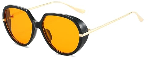 LJCZKA Gafas de Sol Piloto Retro para Mujer y Hombre, Gafas de Sol Redondas Grandes Años 70 Protección UV400