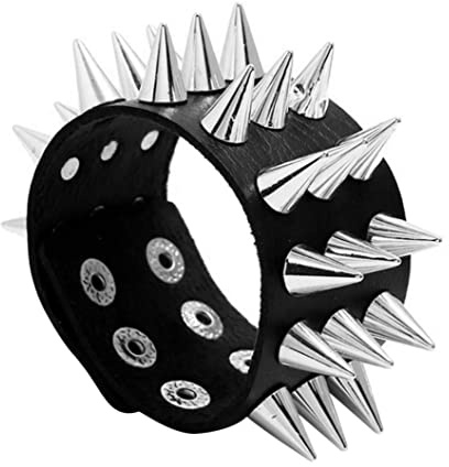 Rachlicy Brazalete con tachuelas de púas, pulsera de cuero punk para el hogar, hombres y mujeres, negro