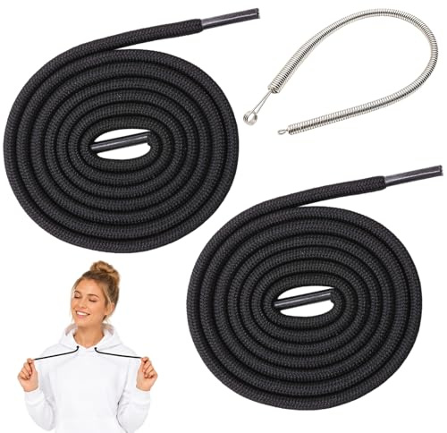 Drawstring Cord for Hoodie and Jogging Bottoms,Drawstring Replacement,2PCS Black 160cm Draw String,Comes with 1 Lanyard,Easy to Replace,Suitable for Replacing Straps on Handbags,Hoodies,and Sweatpants