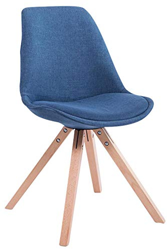 Silla de Visita Toulouse Squar en Tela I Silla Comedor con Respaldo I Silla de Espera con Base de Madera I Butaca de Salón Nórdica I Color: | Color Azul Color del Marco Natura