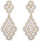 Clearine Perle Ohrclips ohne Ohrlöcher Kristall simulierte Perle Elegant Vintage hohlen Kronleuchter baumeln Clips on Ohrringe Klar Gold-Ton