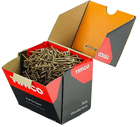 TIMCO Solo Woodscrews - Paquete industrial de tornillos para madera, 4 x 30 mm, color dorado