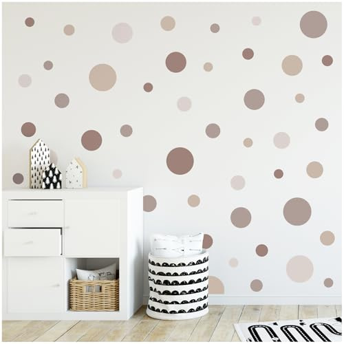 yabaduu Cirklar set 120 stycken prickar väggtatuering barnrum sovrum babyrum klistermärken folie dekoration självhäftande för pojke flicka pastell Y068 (Y068-13 beige)
