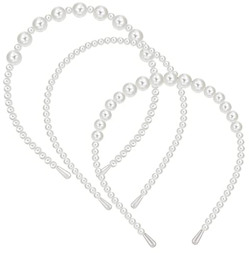 3 Pezzi Cerchietti di Perle Eleganti Cerchietto di Perle Finte Bianche Copricapo Accessori per Capelli per Donne Ragazze per Matrimonio Festa di Compleanno San Valentino