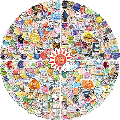 400Pcs Inspirational Words Stickers, Motivational Waterproof Vinyl Sticker for Kids Teens Adults Teachers, Positive Quote Decals for Water Bottles Laptops Phone Journaling Scrapbooking