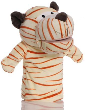 Proumhang Hand Puppets for Kids,Soft Plush Zoo Animal Puppet for Children Toddlers Boys Girls,For Imaginative Play,Show Theater, Easter/Birthday Party Supplies Stocking(Big Movable Mouths) 25cm Tiger