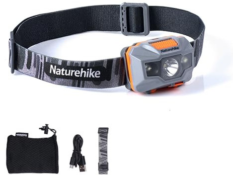 Naturehike Lampe Frontale LED Rechargeable Extérieure, Phare Réglable à 45°, 4 Modes Lampe Frontale Légère, Lumière LED Étanche IPX4, Adaptée au Cyclisme, au Jogging, à la Randonnée et au Camping