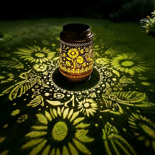 Xugenxes Hummingbird Solar Lantern Outdoor Waterproof Hanging Ornament, Sunflower Metal Solar Decoration LED Lantern Outdoor Garden Decoration, Courtyard, Lawn, Tabletop, Path, Landscaping