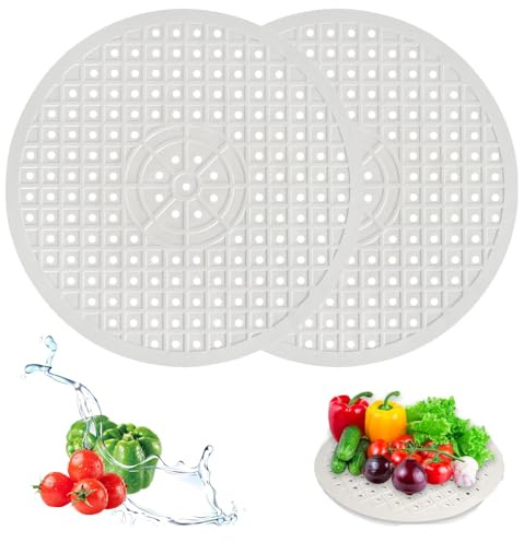 Alfombrilla Redonda para Fregadero, 2 Piezas Protector Fregadero Cocina, Almohadilla de Drenaje de Cocina Redonda Plegable, Estera Redonda del Fregadero, Reutilizable, Para Cocina, Comedor, Blanco
