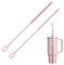 Silikon Strohhalm Bürste, 2 Stück Wiederverwendbare Strohhalmbürsten für Glas Strohhalm, Metall Strohhalm, Smoothie Strohhalme und Trinkbecher, Biegsamer, Rutschfester Griff, 6mm+9mm, Rosa