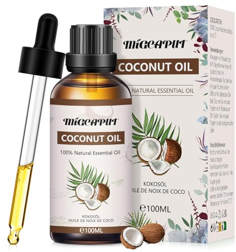 MIGCAPUT Aceite Esencial de Coco 100ML, Aceite de Fragancia de Coco Premium, Aceite Esencial de Aromaterapia para Humidificador, Difusor, Baño, Vela de Bricolaje, Jabón, Perfume